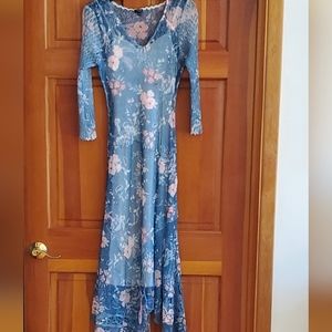 Komarov floral chiffon cocktail dress, 4, multi colored